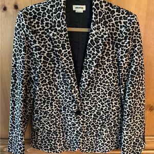 Zadig & Voltaire Black and White Leopard Print Blazer